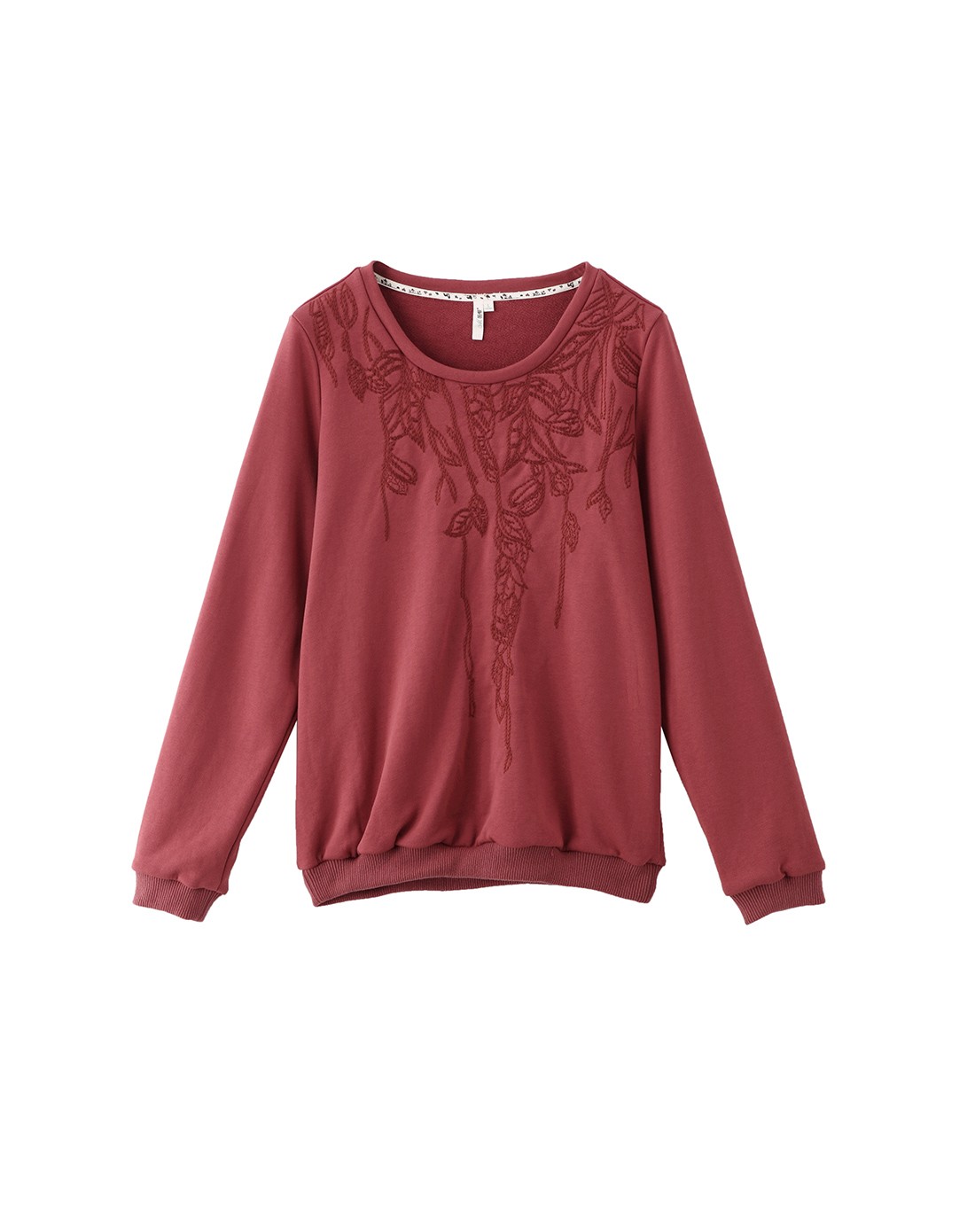 铁锈红棉质圆领宽松卫衣