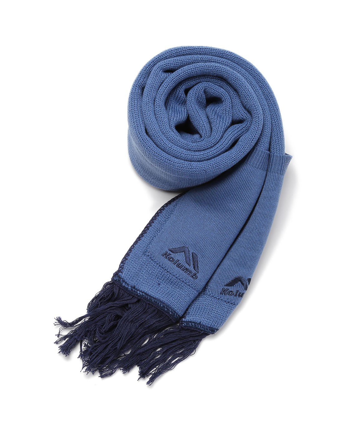 中性款浅藏青色针织围巾 保暖舒适柔软