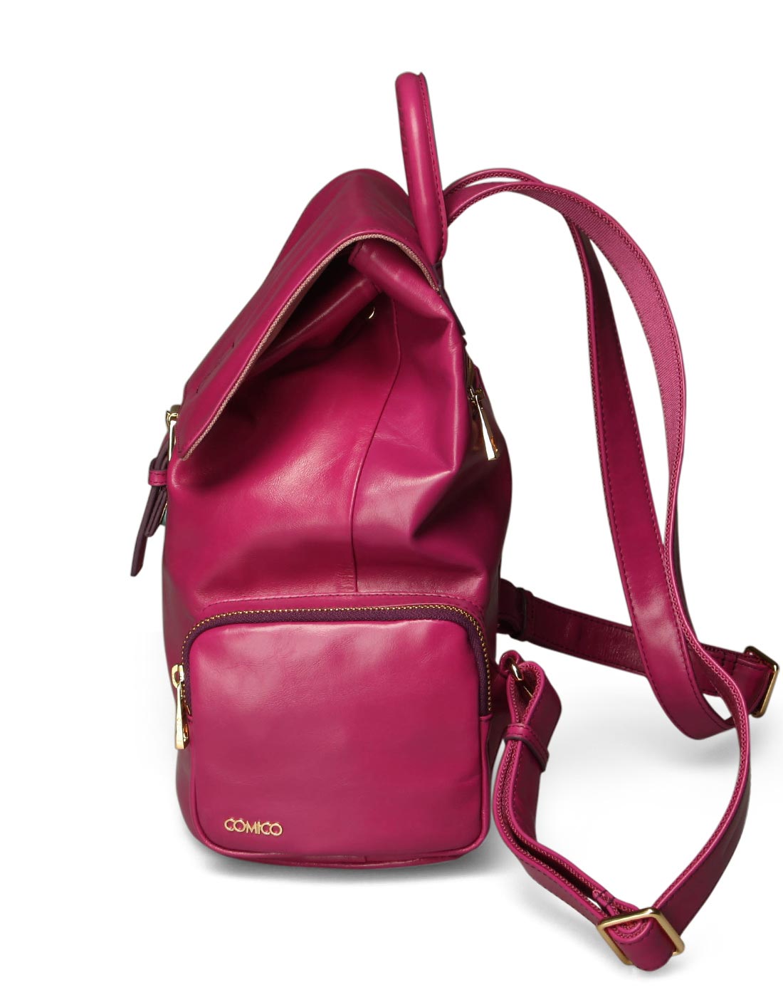 comico高美高女款玫红色复古双肩包c4805