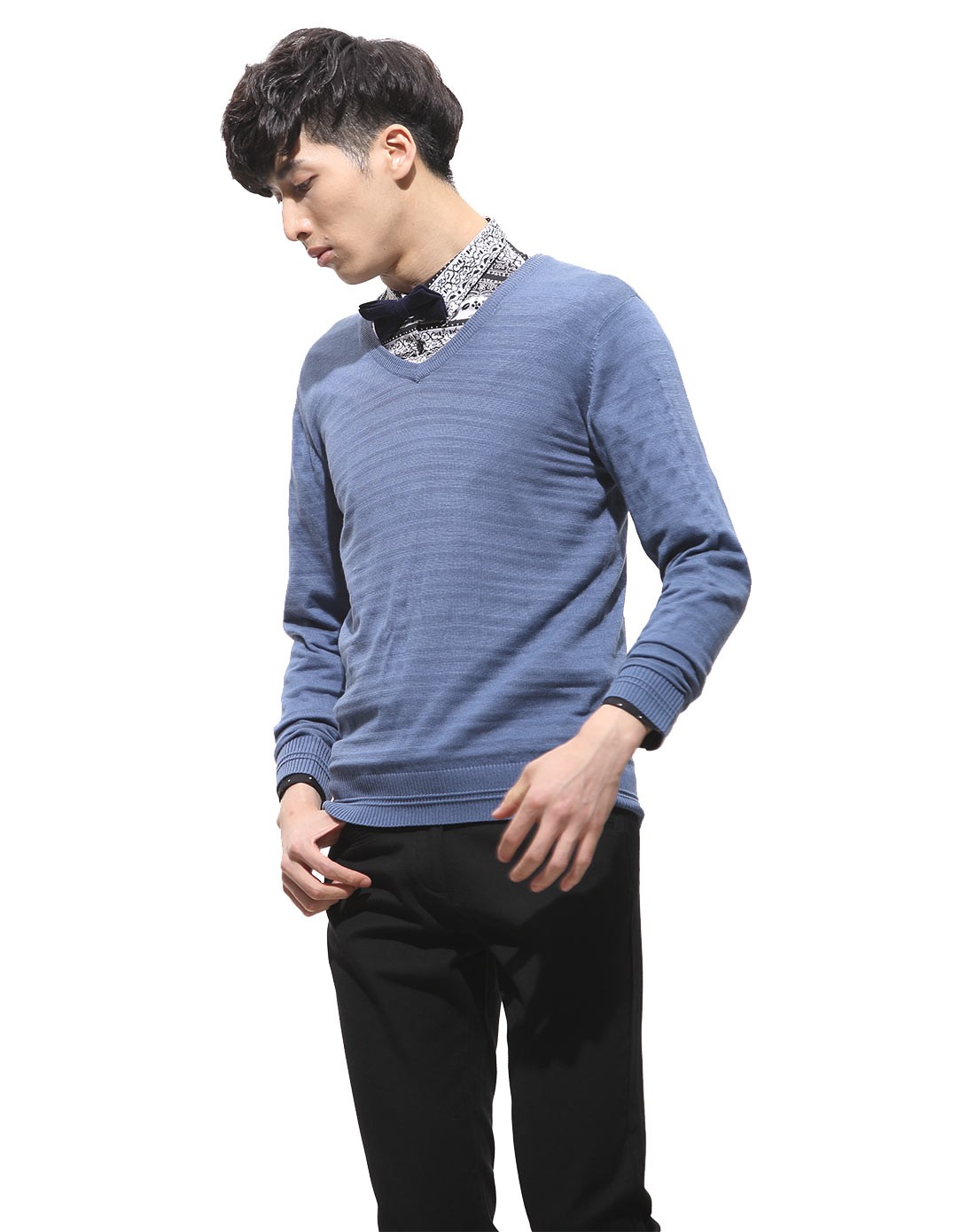 阿恩蓝拓 alt fine ism男装专场 > 男款冰蓝色合体毛衫