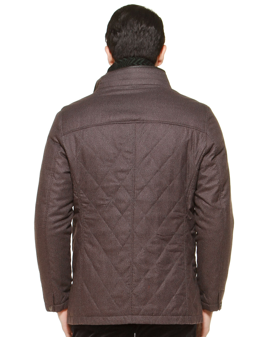 灰咖啡色时尚双袋长袖棉服