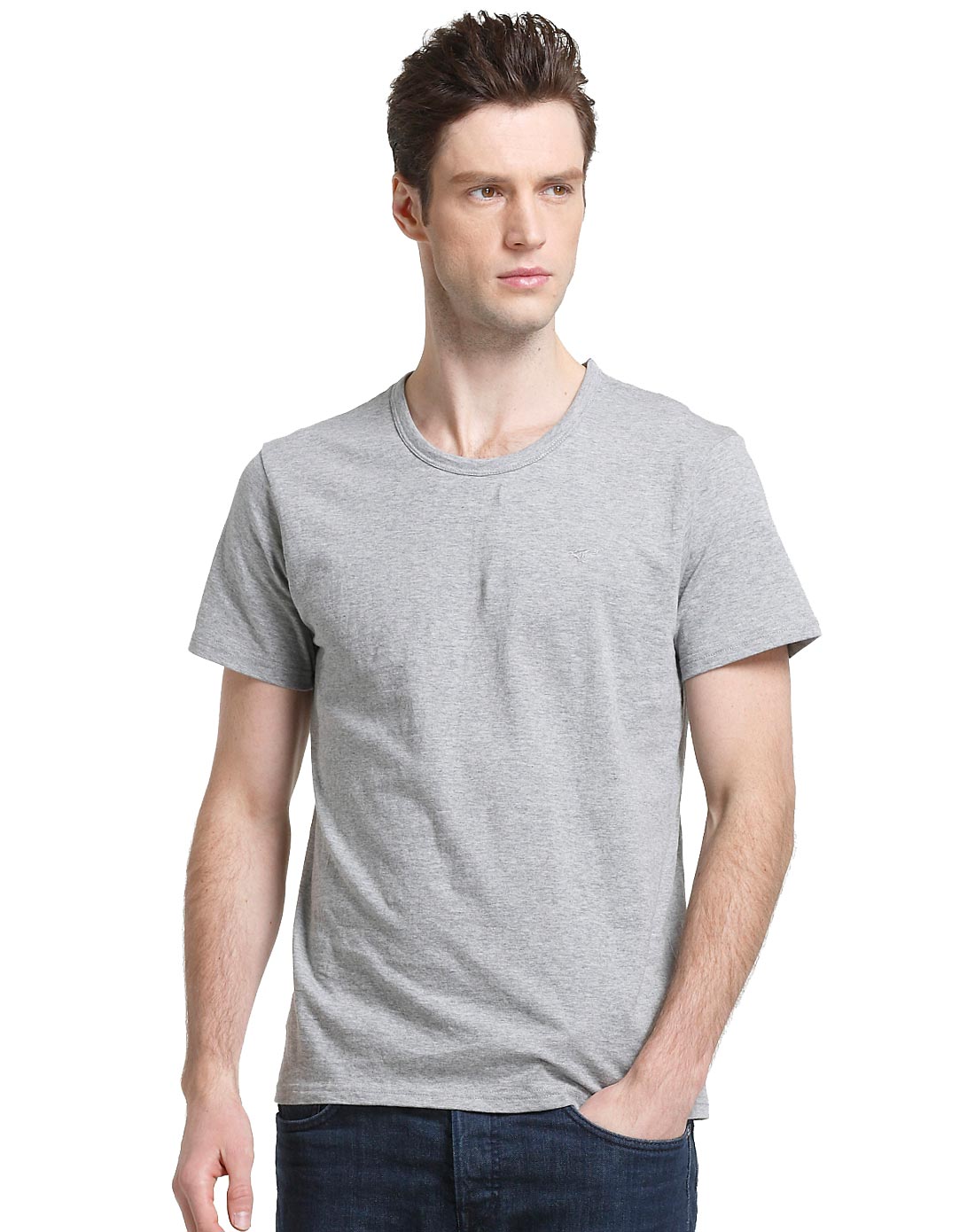 麻灰男士全棉平纹短袖1件装