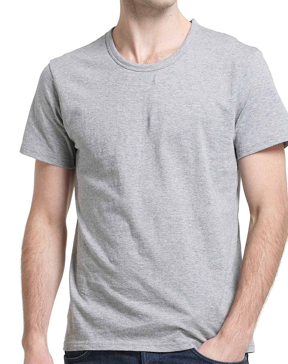 麻灰男士全棉平纹短袖1件装