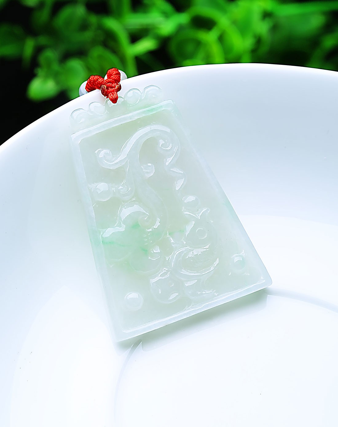 精雕超细腻冰种通透鲤鱼牌 年年有余吊坠