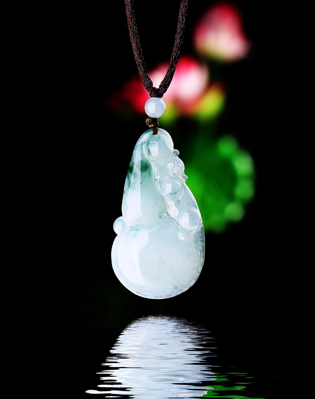 sui hin玉石贵重专场-精雕超细腻冰种饱满晶莹剔透飘花葫芦 福禄吊坠