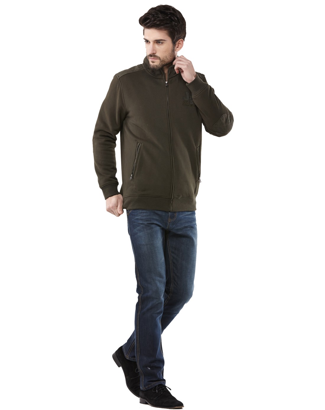 战地吉普afs jeep男款深军绿色长袖卫衣款外套保暖防风前卫166006军色