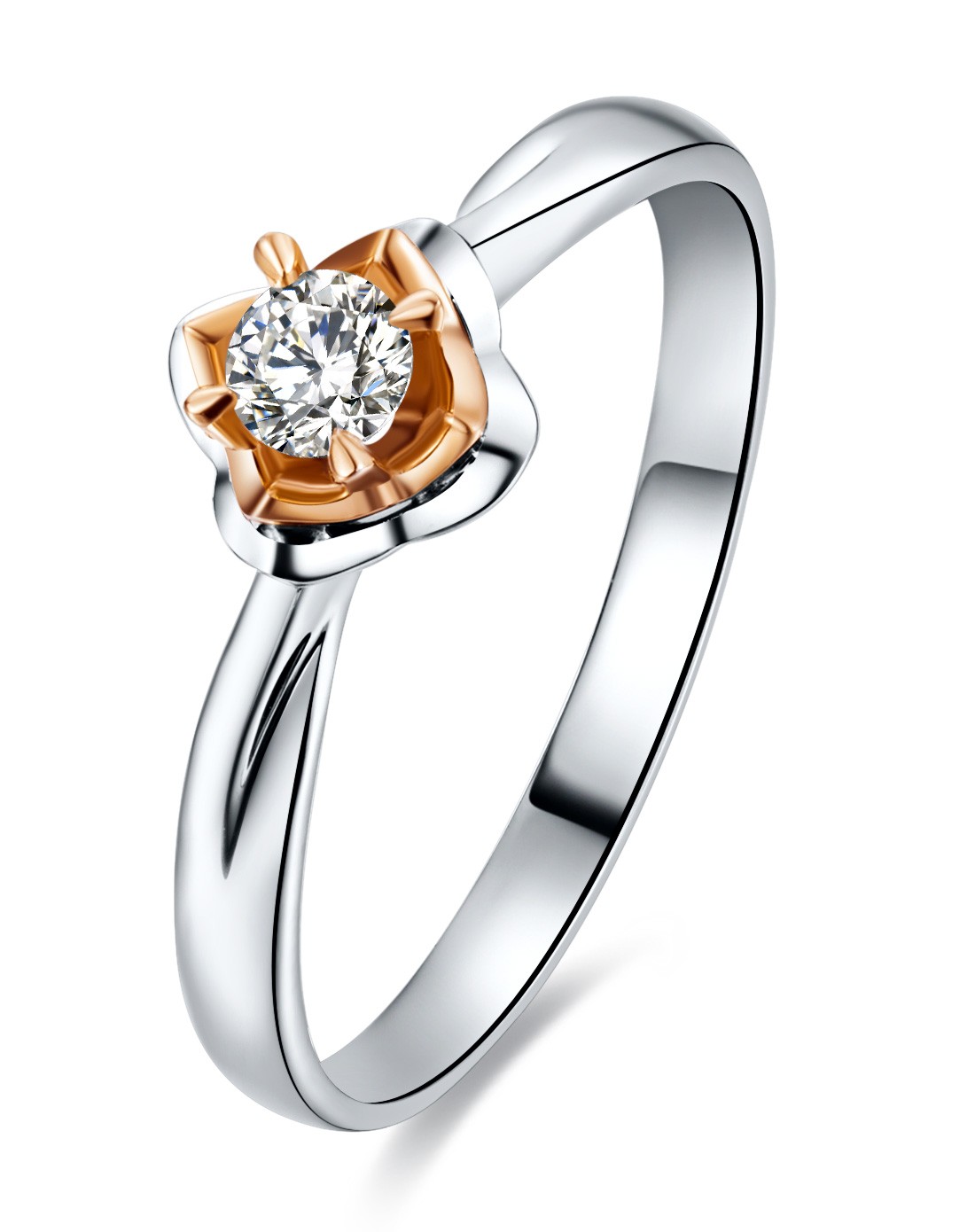 周六福珠宝专场-18k双色金钻石女戒