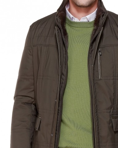 卡其绿色时尚多袋长袖外套