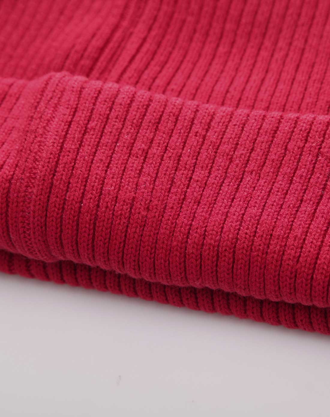 中性酒红嘻哈风平纹针织帽