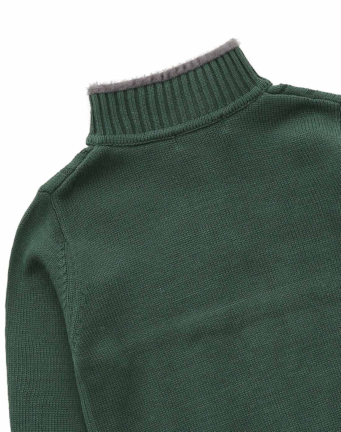 男童墨绿色高领基础款毛衣