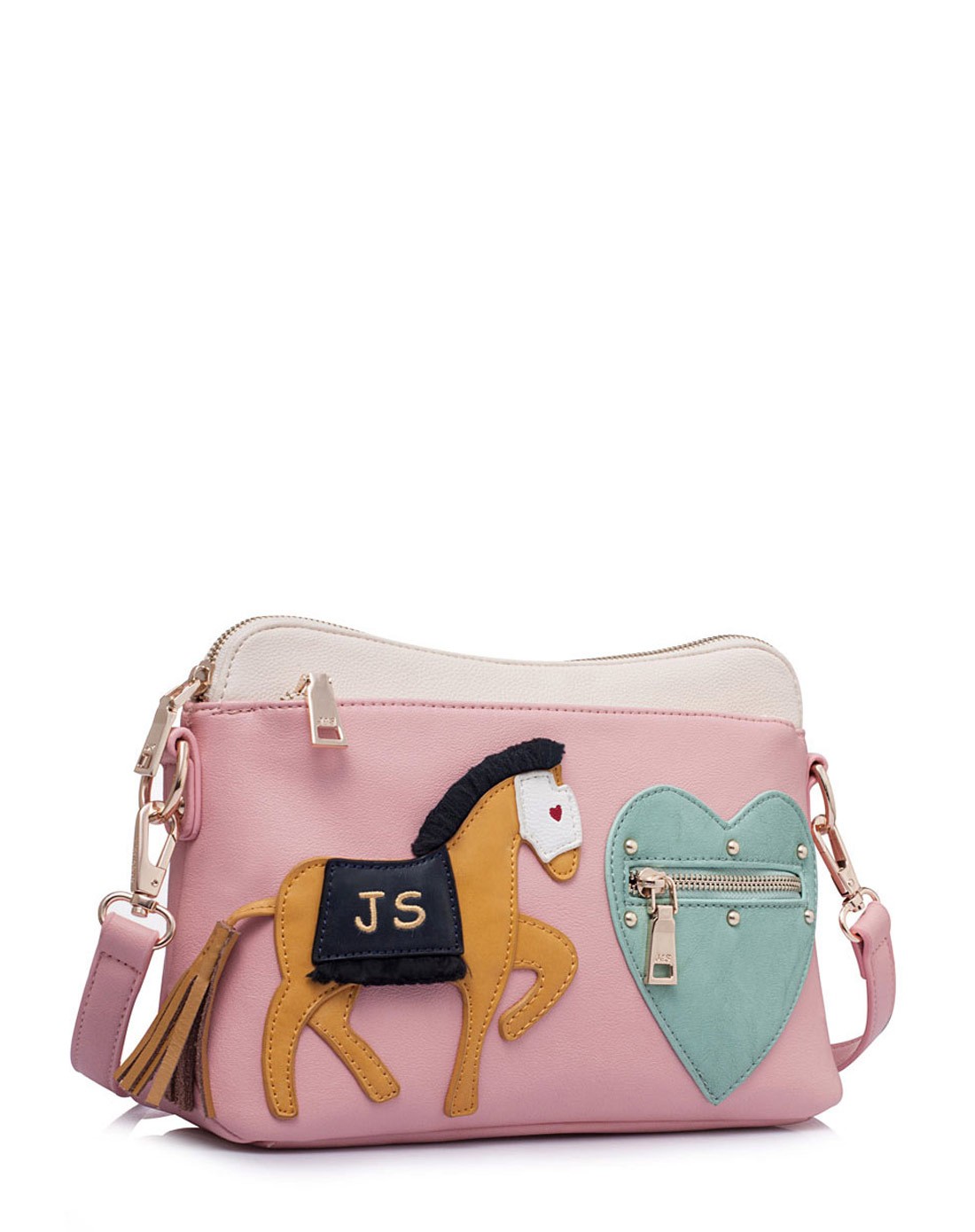 女性粉色心形小马包