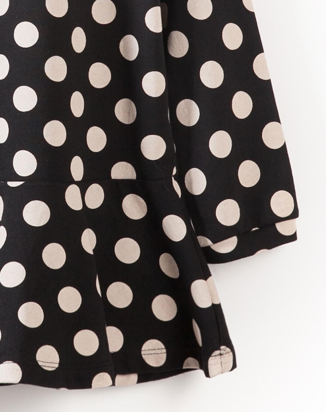 女童波点卫衣黑色