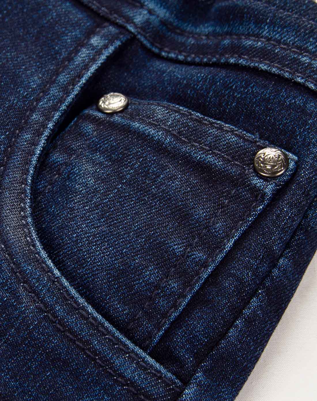 男童深牛仔蓝小脚牛仔裤