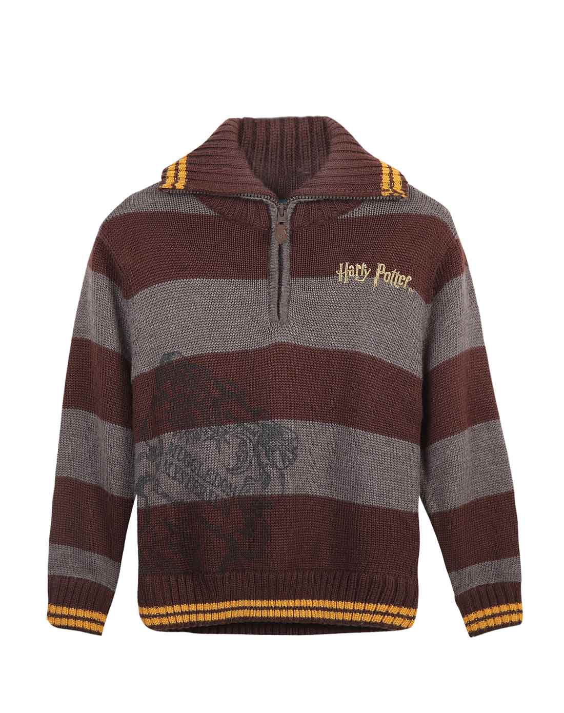 哈利波特harrypotter男女童装混合专场-男童咖啡灰大翻领毛衣