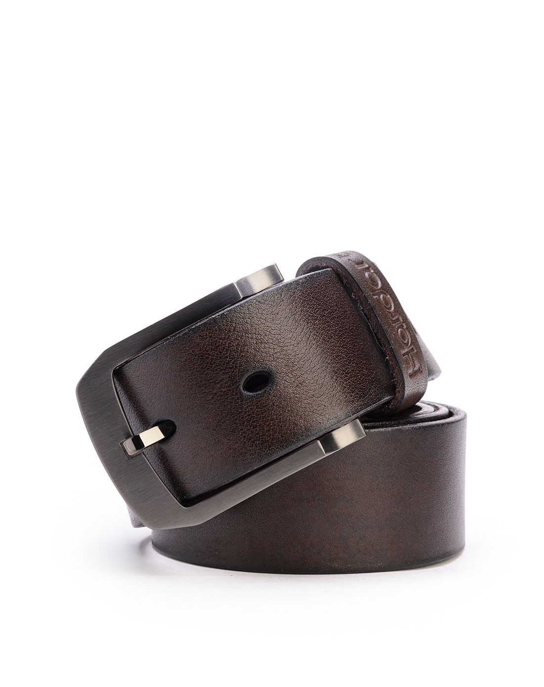 男款浪漫经典枪色针扣深棕色休闲皮带