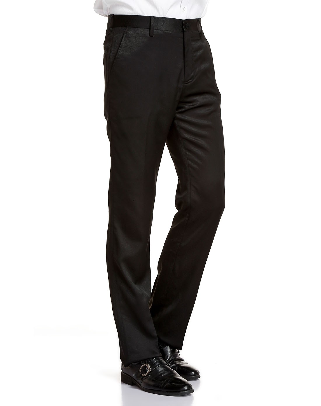 黑色时尚亮面长西裤