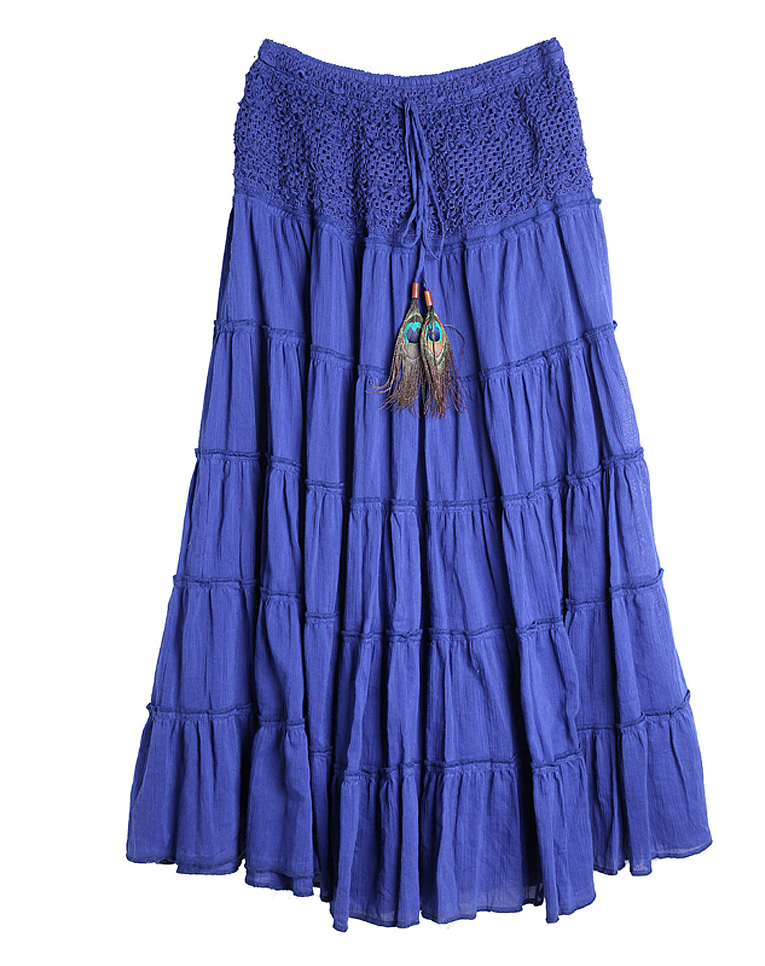 蓝色8米大摆裙半身裙长裙