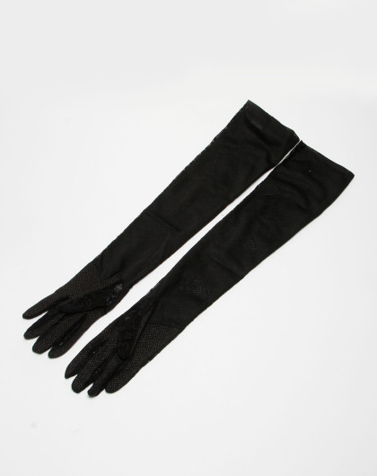 黑色蕾丝花纹长手套