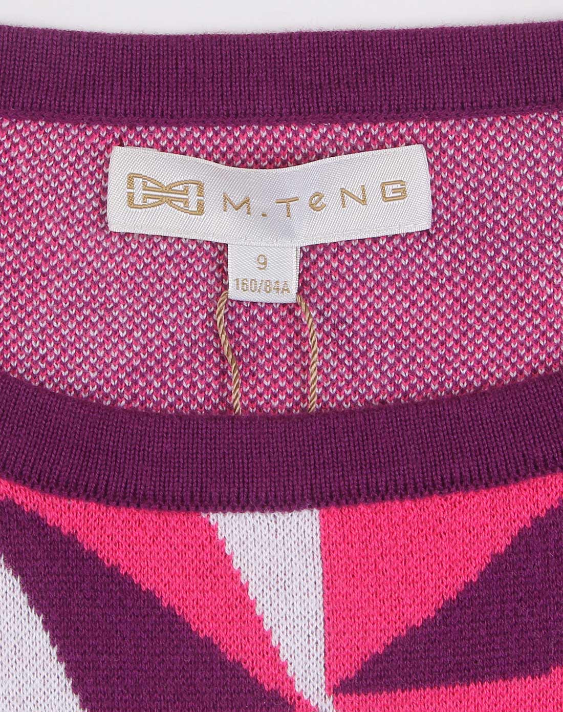 (新品)紫红拼接色纯棉镂空气质针织衫