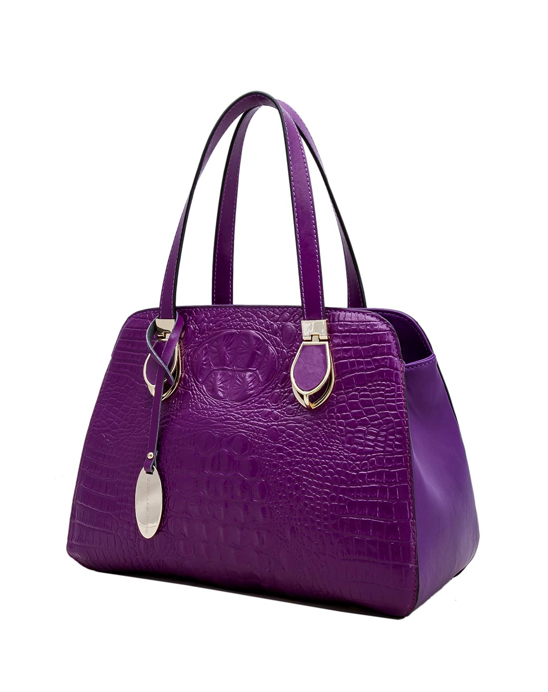 女款深紫色鳄鱼纹梯形款手提包