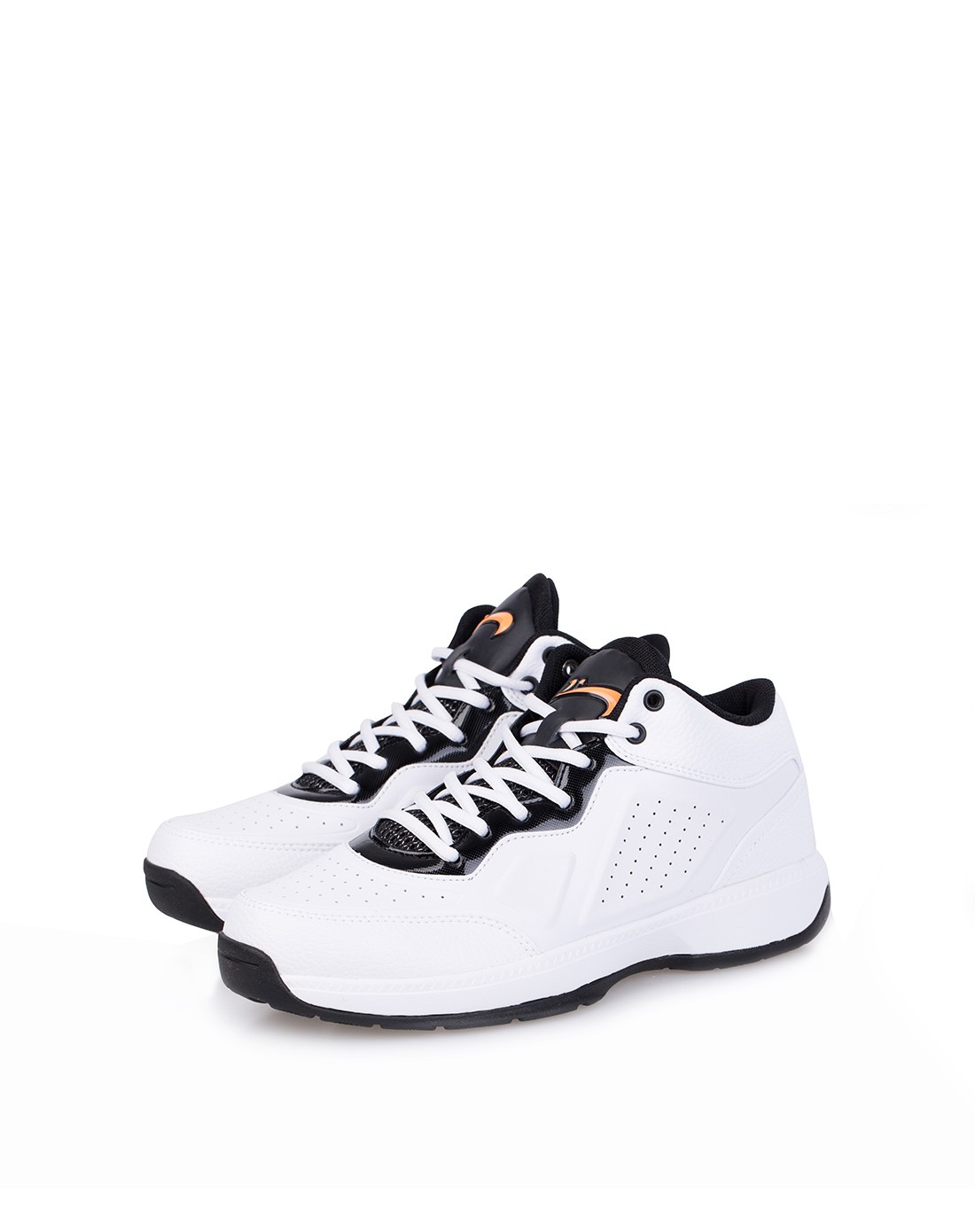 超细纤维合成皮 男款白色/黑色篮球鞋 防滑耐磨