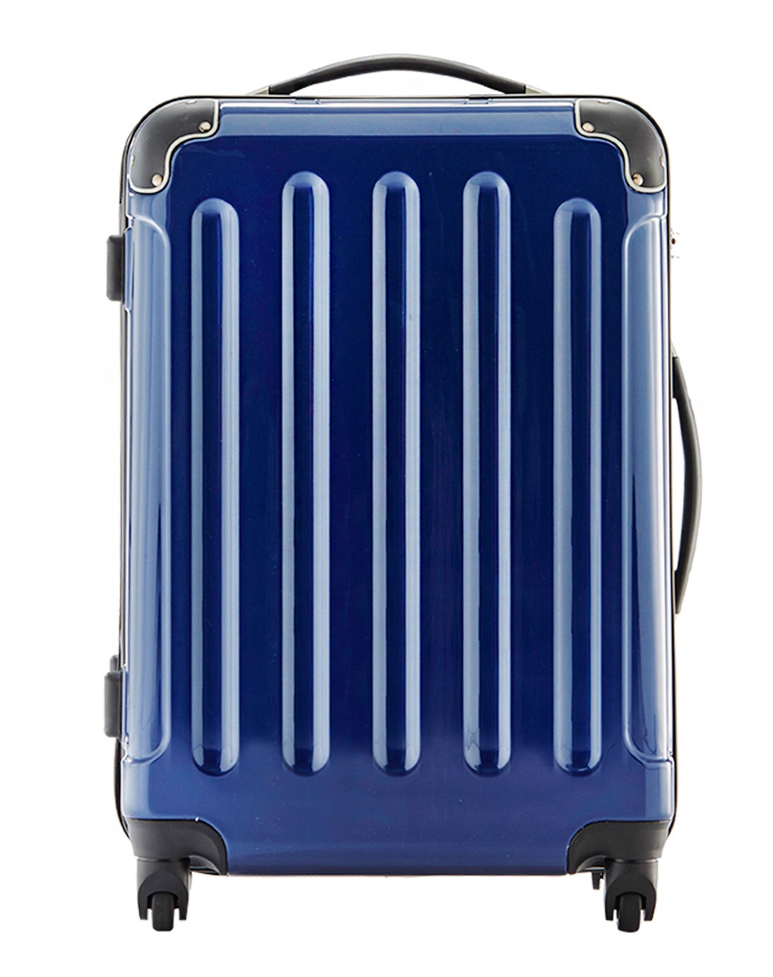 镜面蓝色包角竖纹拉杆箱24寸