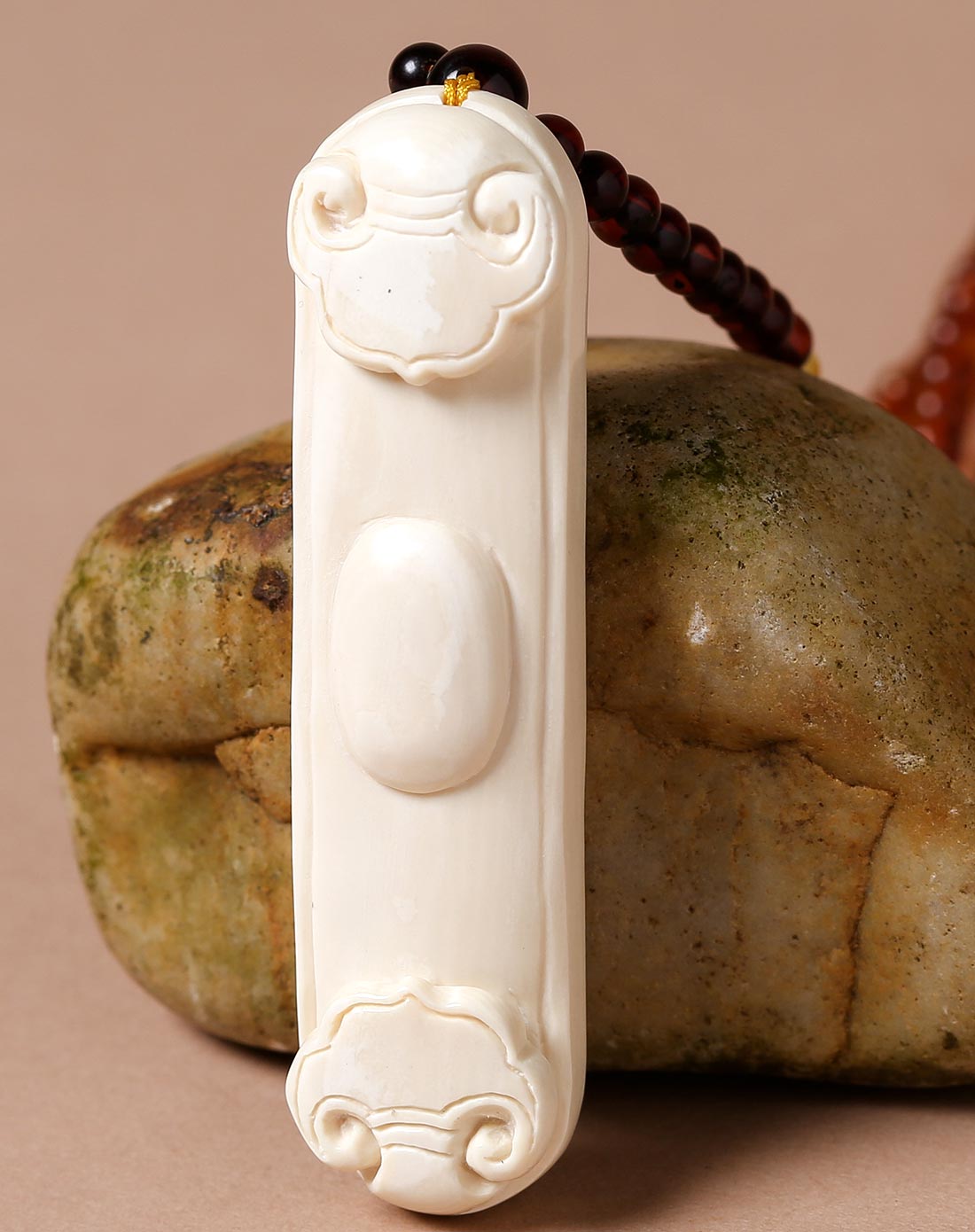 如意吉祥.天然猛犸象牙挂件/蜜蜡项链(附证书)