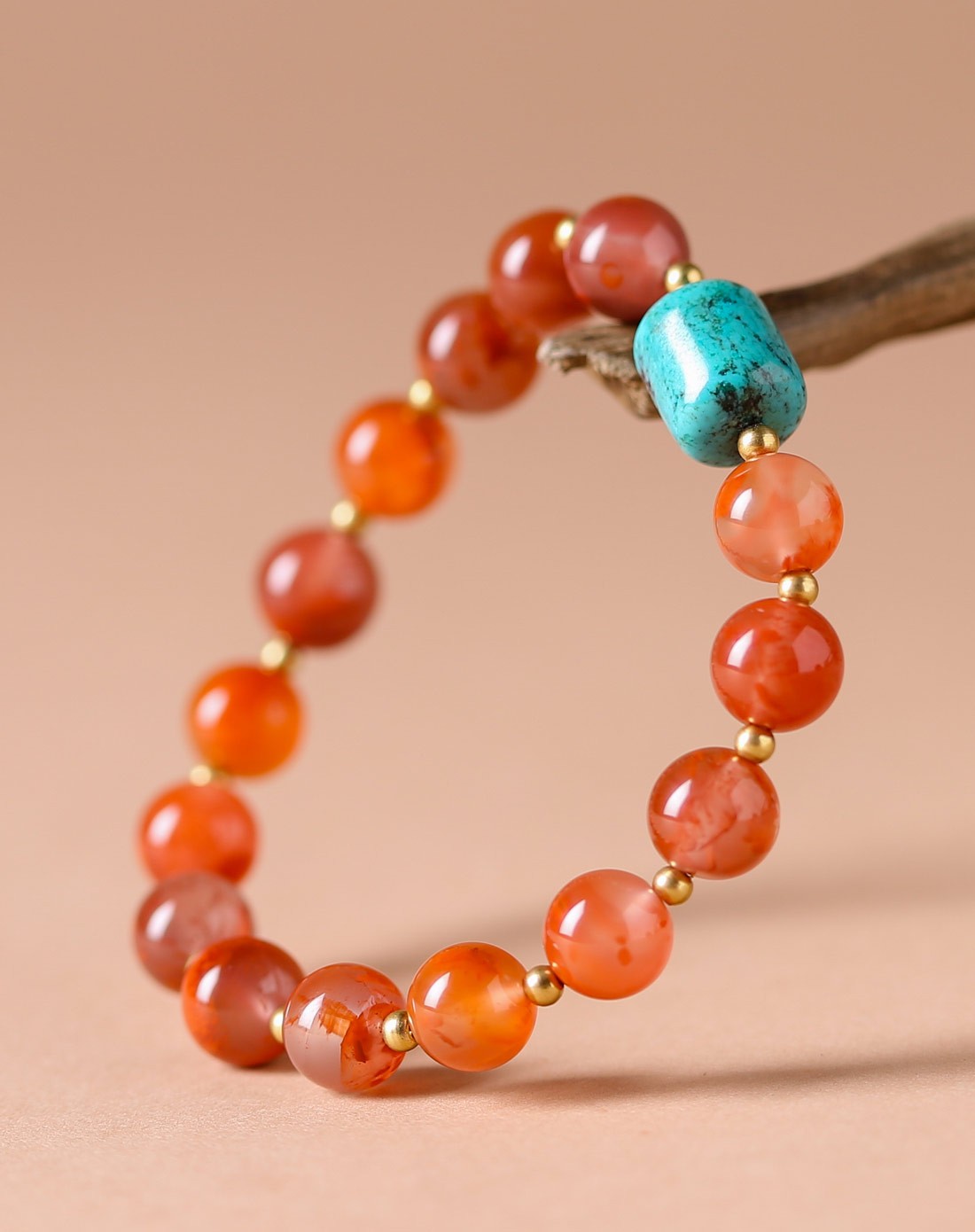 冰糯飘花柿子红-藏式南红手串 好运加持 吉祥富贵(附证书)