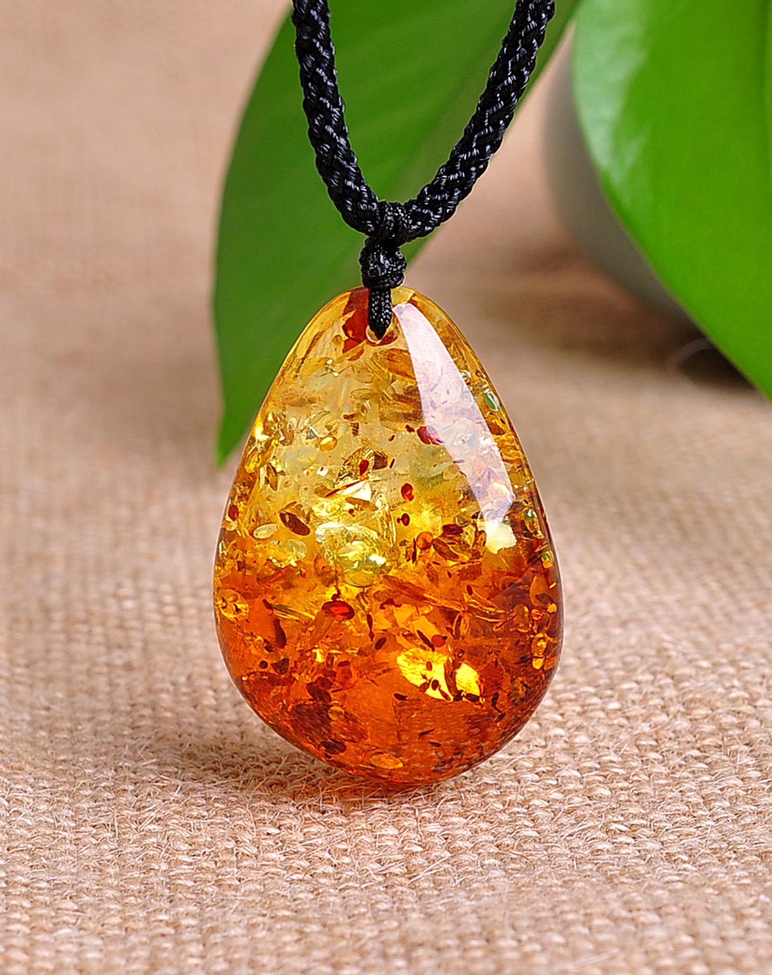 昊天琥珀饰品专场-繁华如梦天然花珀项链附证书