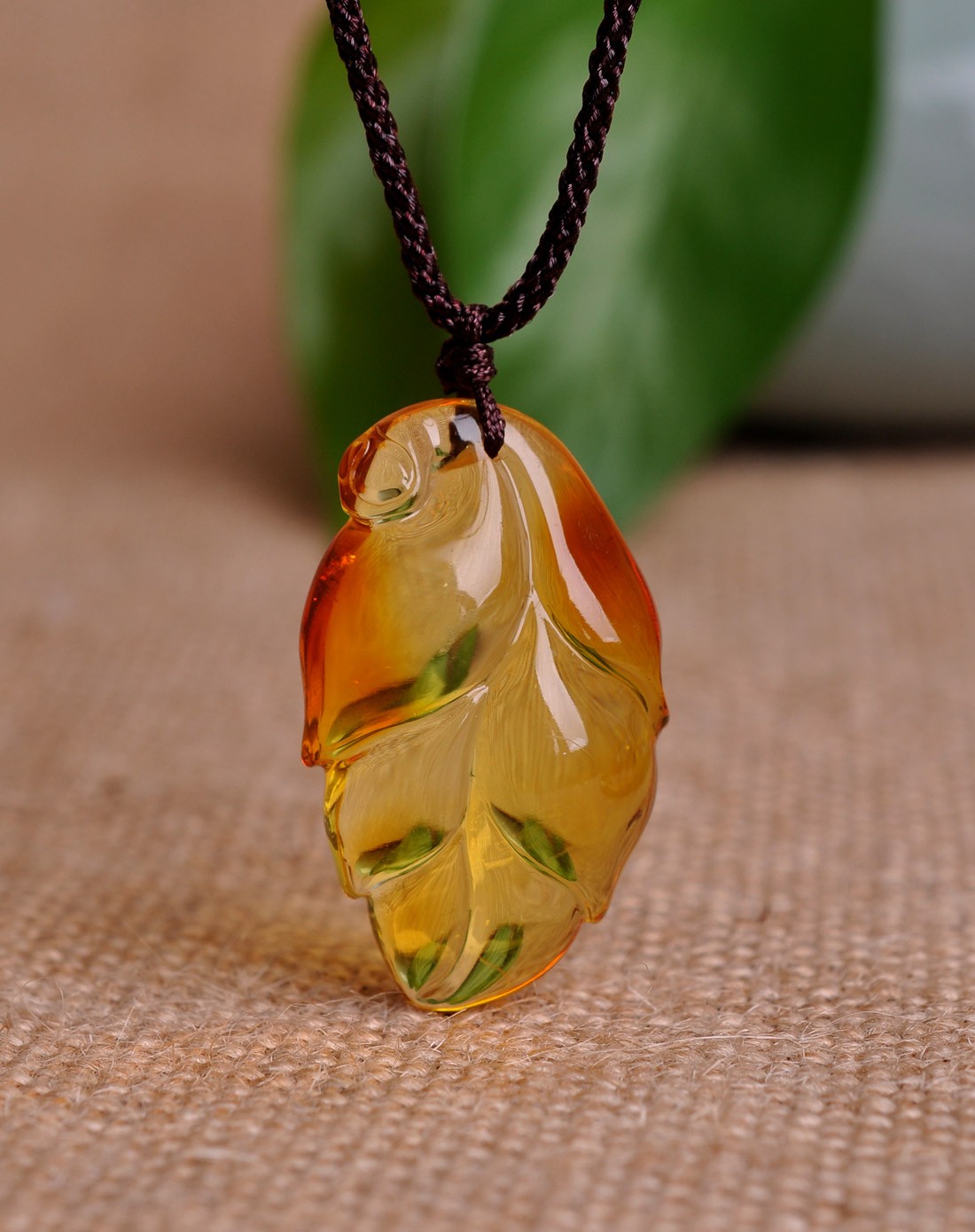 昊天琥珀金枝玉叶天然金珀项链附证书h1501a0070_唯品会