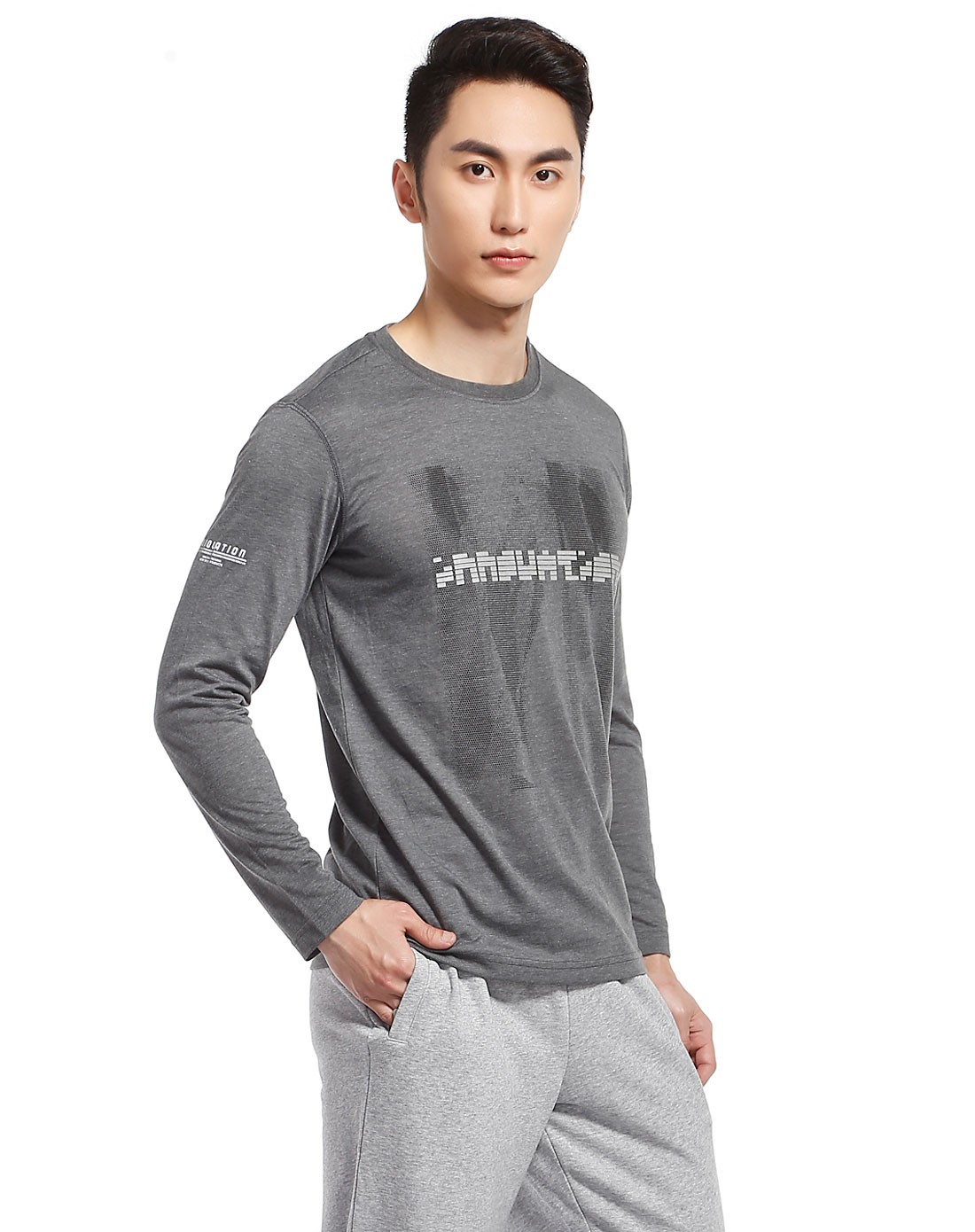 安踏anta活力男士运动专场-男款深灰色长袖t恤 综训系列