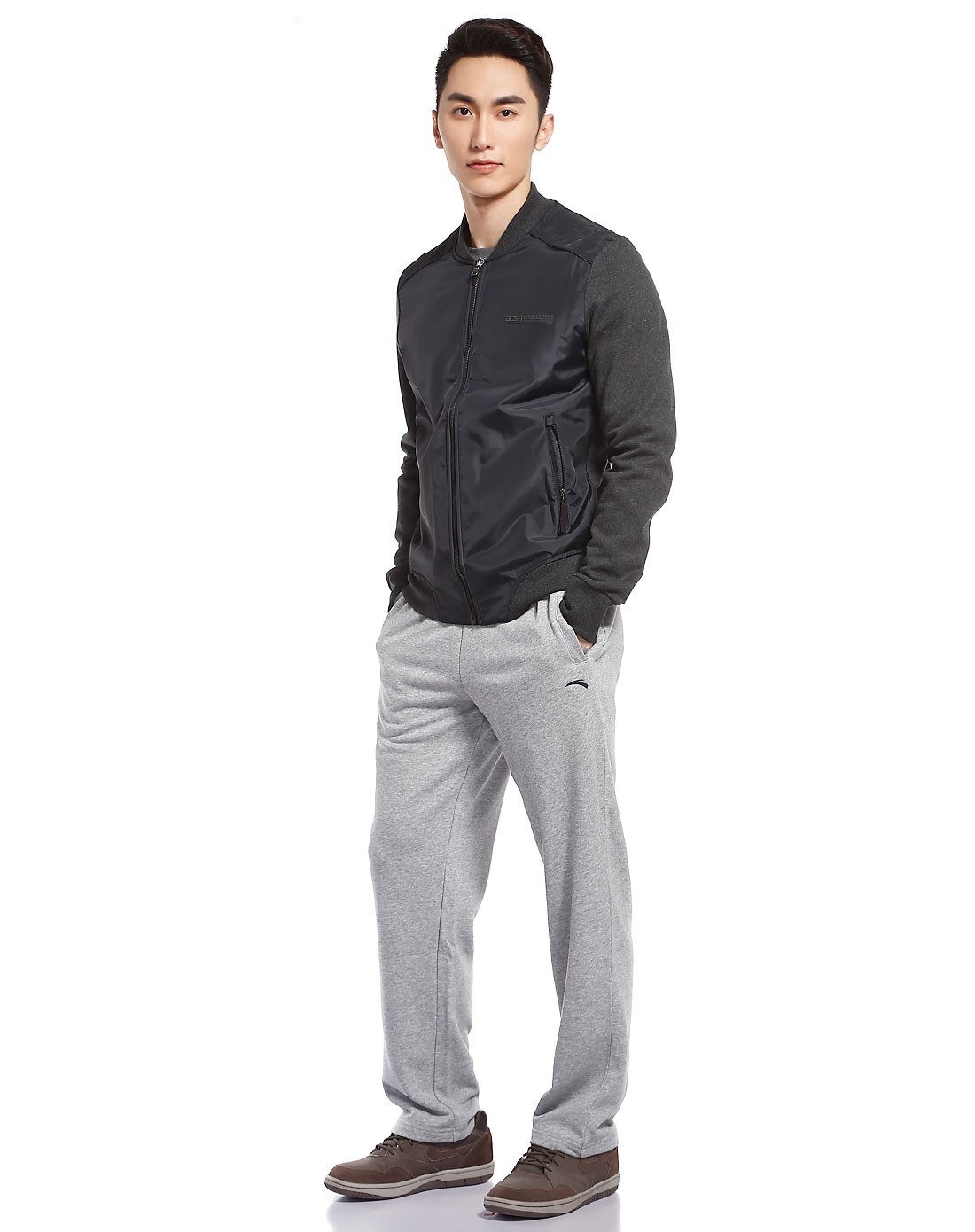 男款黑灰色长袖外套 生活系列