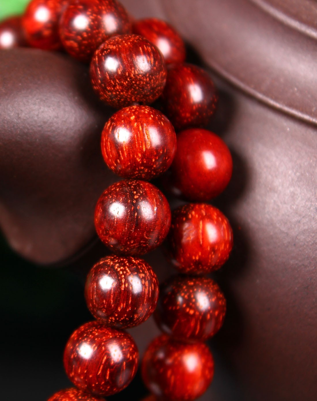 天然小叶紫檀顺纹棵料满牛毛纹手串-开运8mm