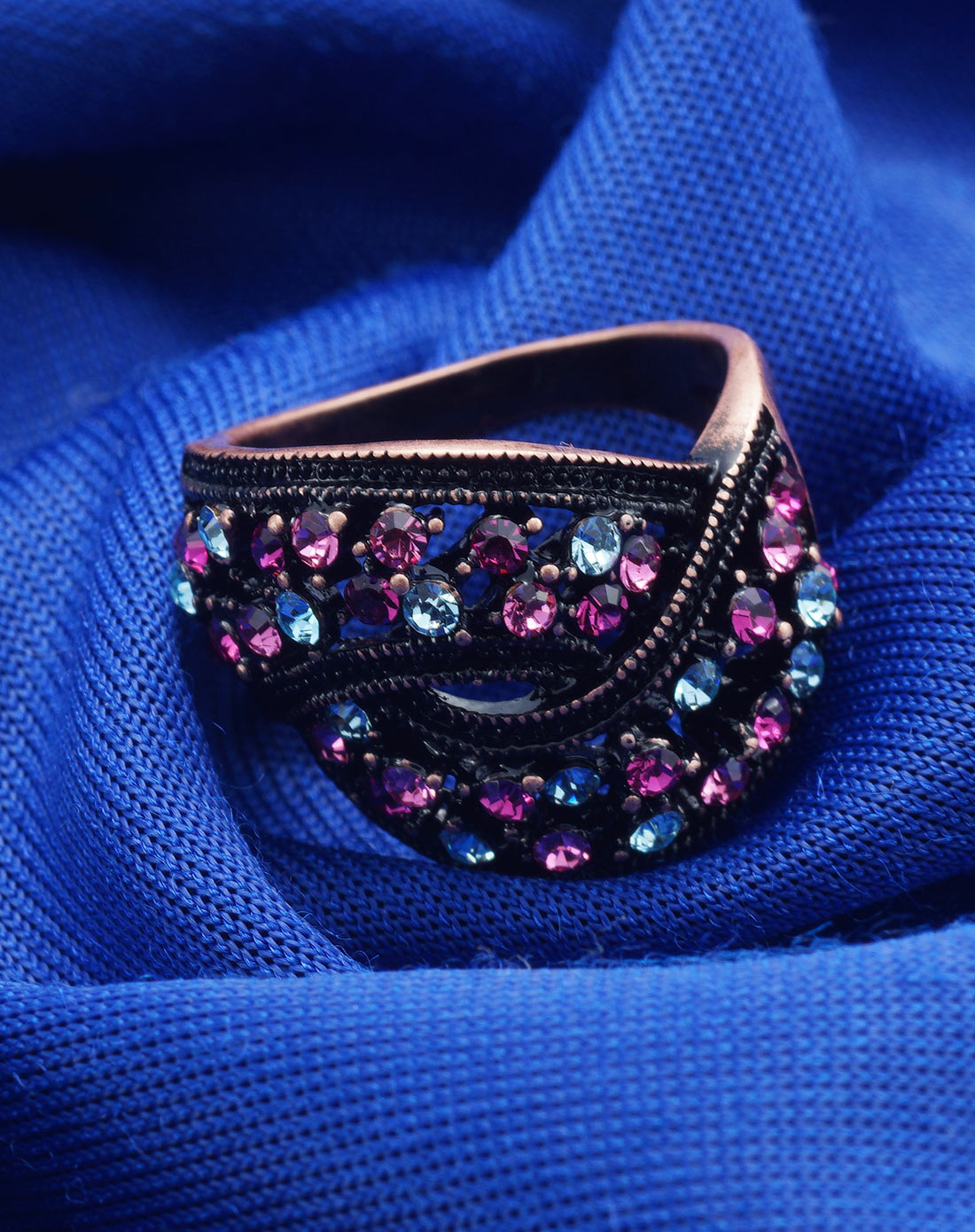 芭比派对系列奥地利水钻绚丽五彩戒指