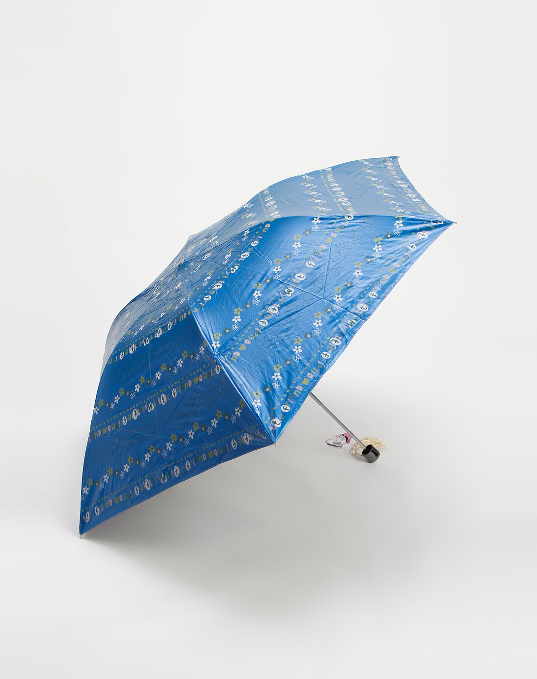 深蓝色超强防紫外线蕾丝花语镜面色胶布三折遮阳铅笔伞