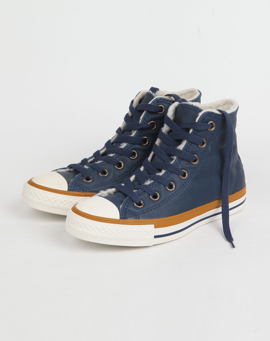 中性大童保暖皮革轻便胶鞋 蓝色