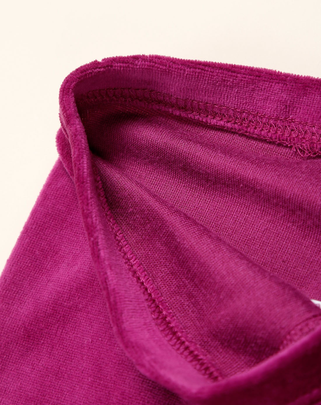 婴儿亮紫红色松紧腰绒布收脚休闲长裤