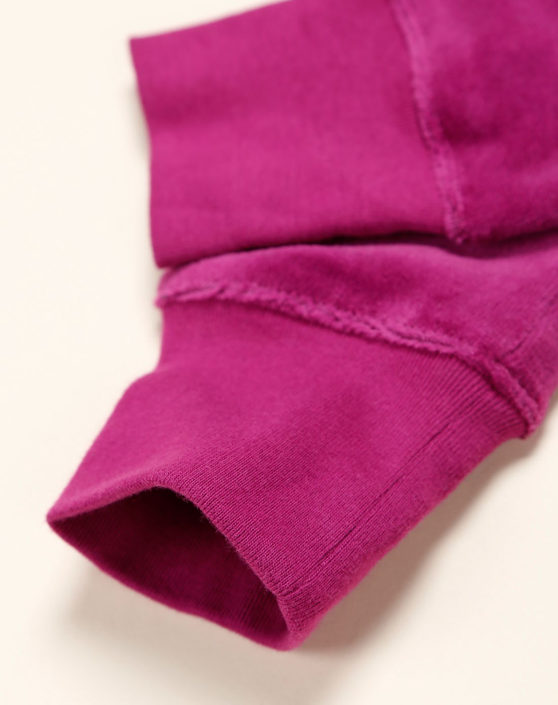 婴儿亮紫红色松紧腰绒布收脚休闲长裤