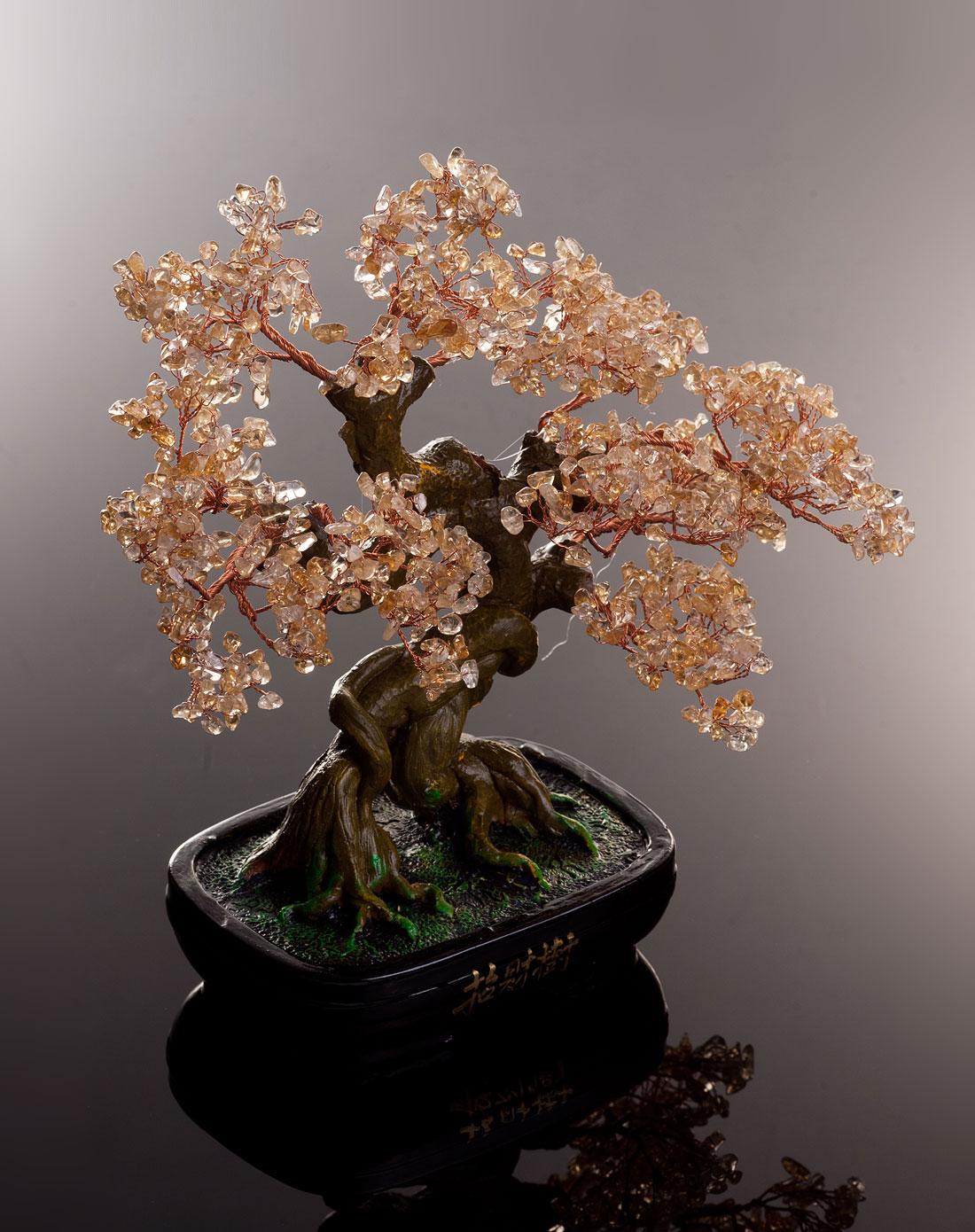 天然黄水晶招财树四方奥运