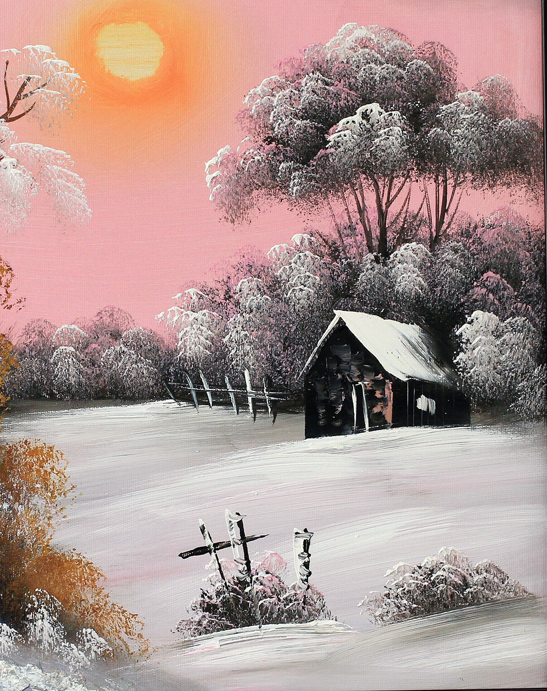 纯手绘油画暖冬