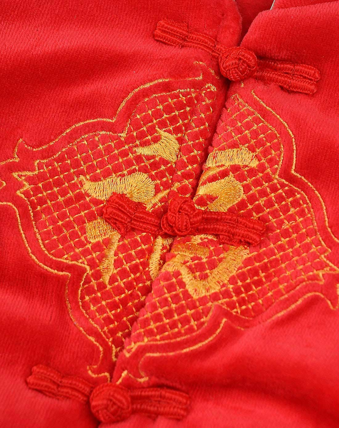 圆梦宝 圆梦宝福星高照男女适用大红色立领前开扣两件套