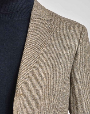 金咖色丝光羊毛意大利风格高品质休闲外套