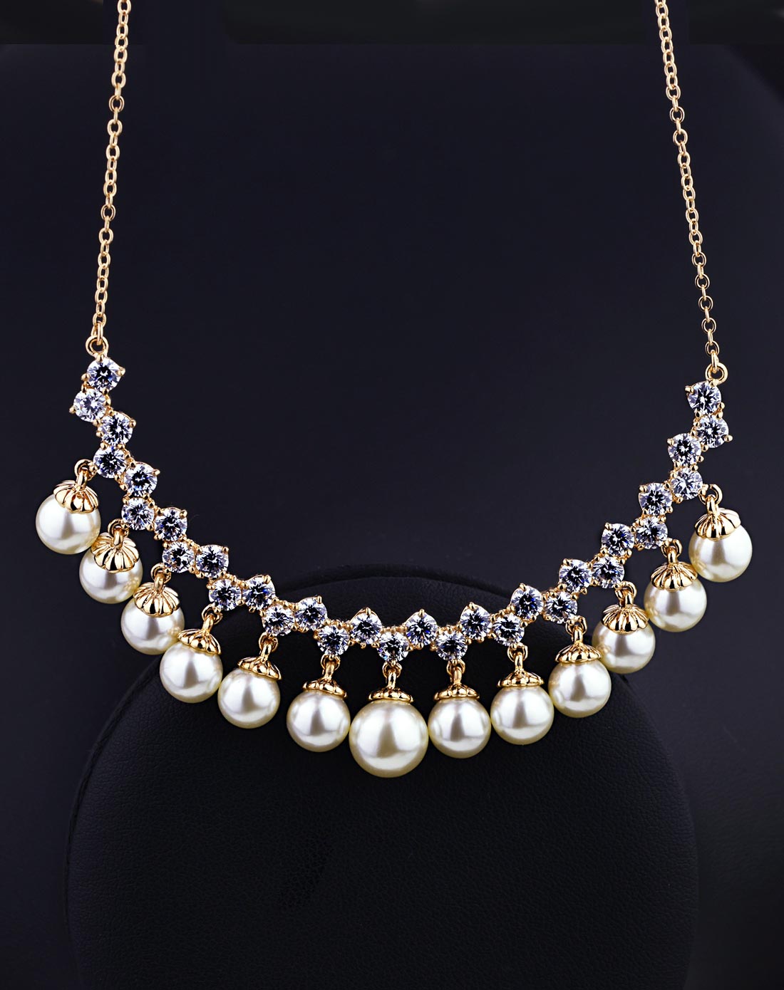 公主梦水晶珍珠项链-金色