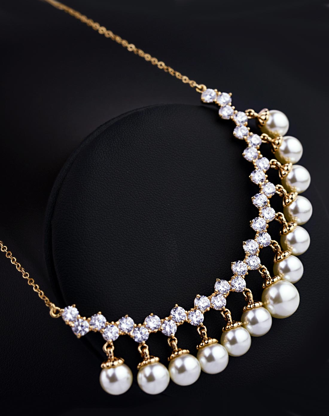 公主梦水晶珍珠项链-金色