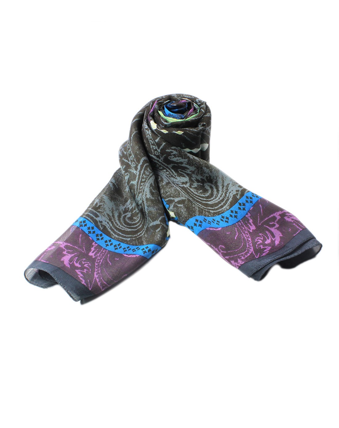 玛丽亚·古琦marja kurki配饰专场时尚蓝灰色水滴图案富丽纱丝巾涌动