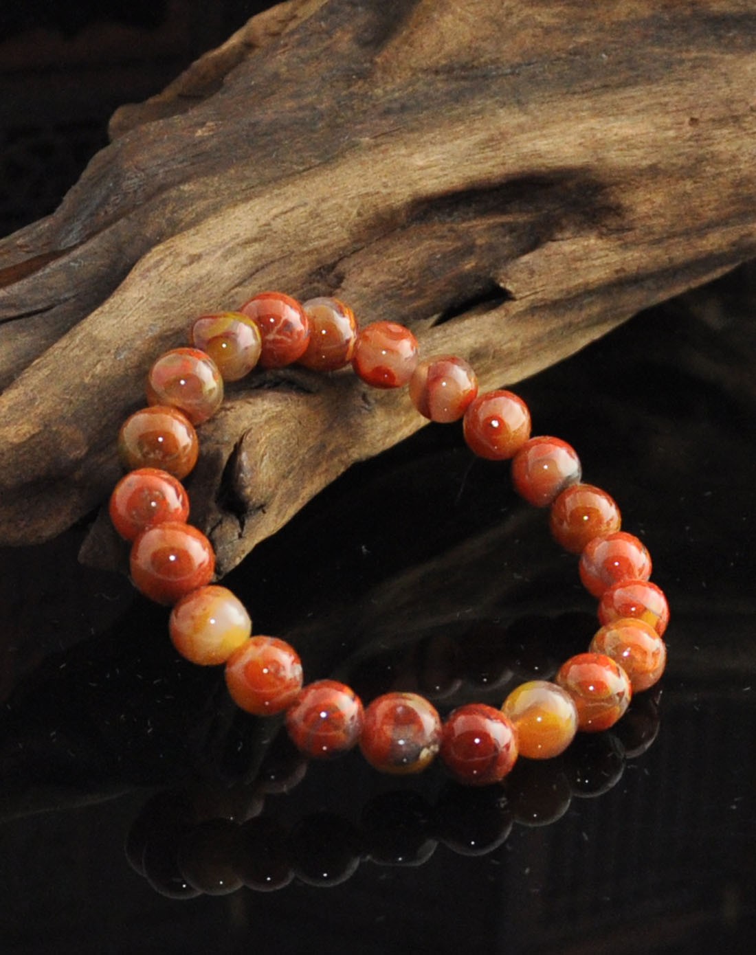 极品老坑"战国红"玛瑙手链