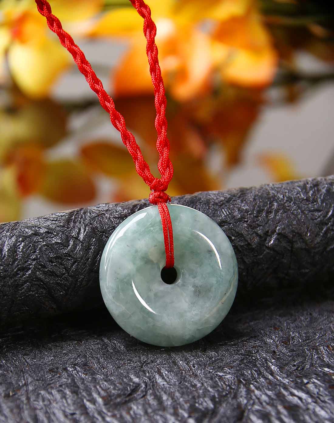 天然翡翠a货糯种豆绿平安扣挂件(国家权威认证)