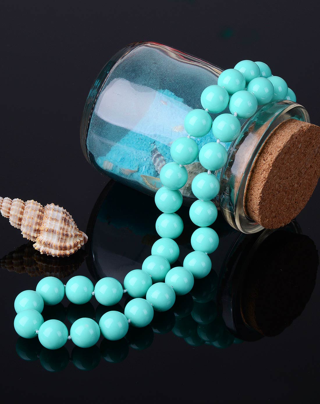 时尚百搭天蓝贝壳珠项链