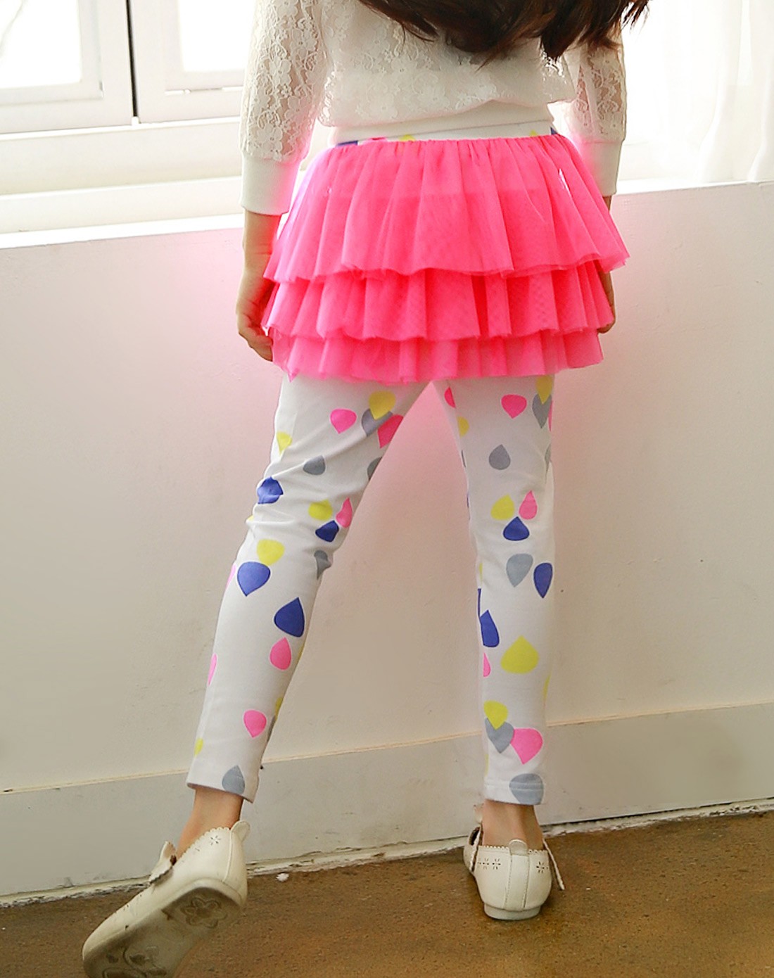 女童粉色打底裤