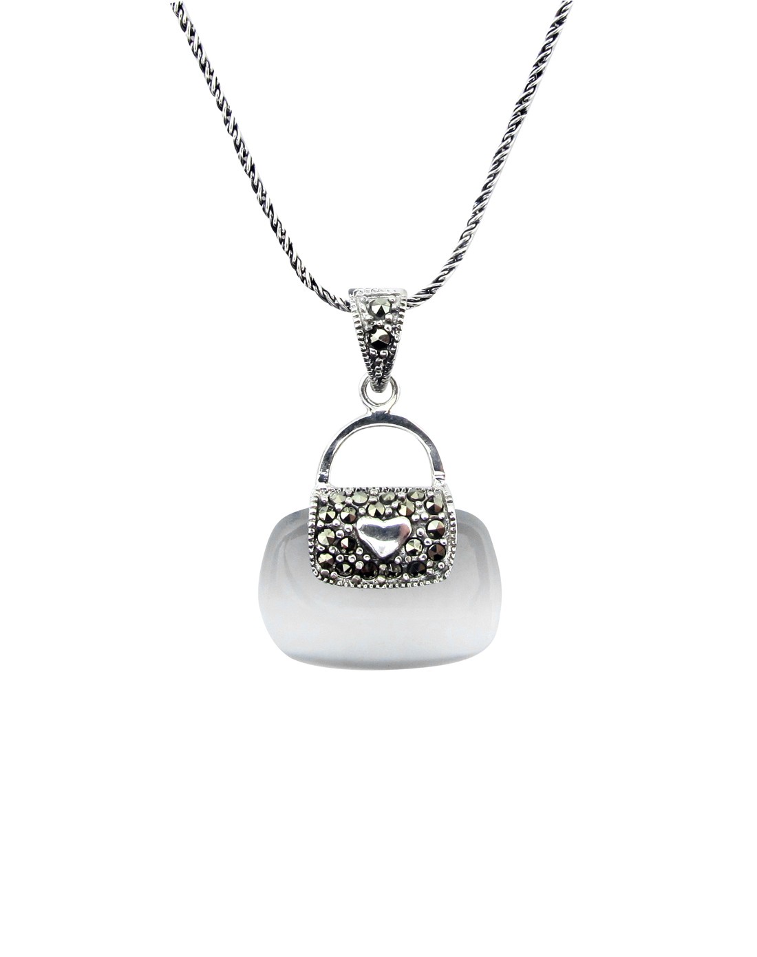 925纯银白色爱心包包吊坠